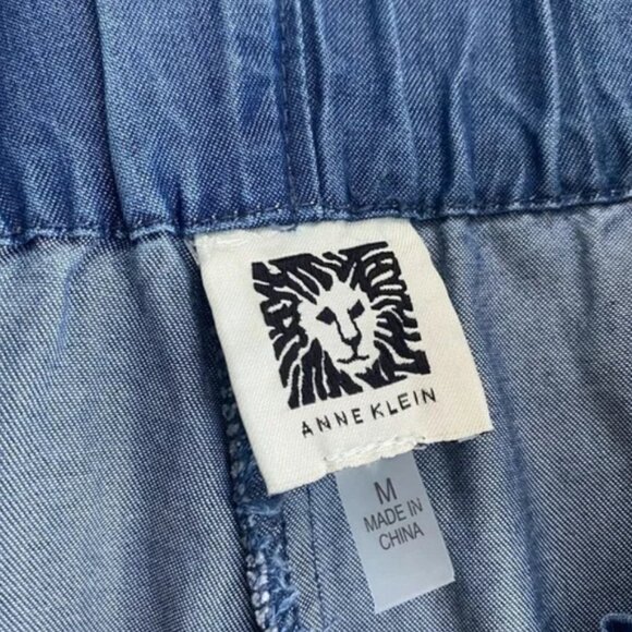 ANNE KLEIN Chambray High-Waisted Paper Bag Ankle Pants - Picture 13 of 13